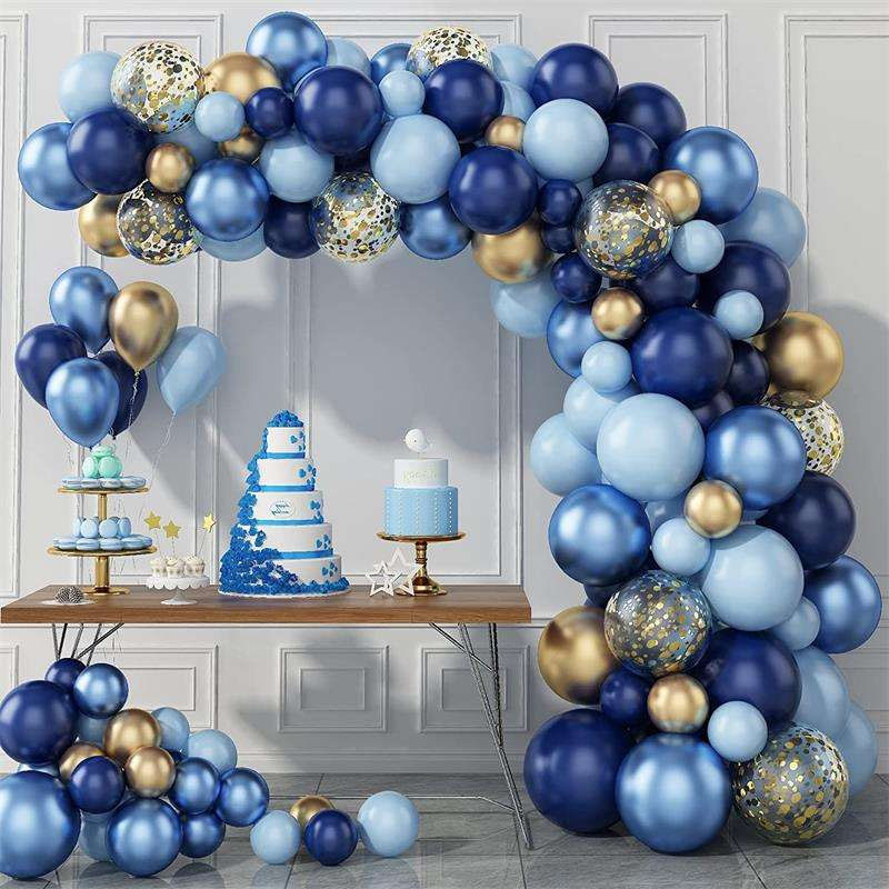 Sinised metallist õhupallid Garland Gold Confetti Balloon Arch