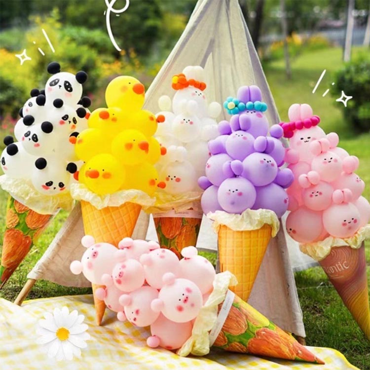 Ice Cream Cone Balloon DIY materjalide kombinatsioon